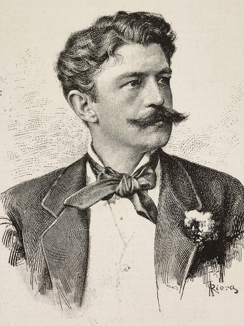 Portrét Herberta von Bismarcka (1849-1904), německého politika, rytina Riery z fotografie bratří Vianello, z L
