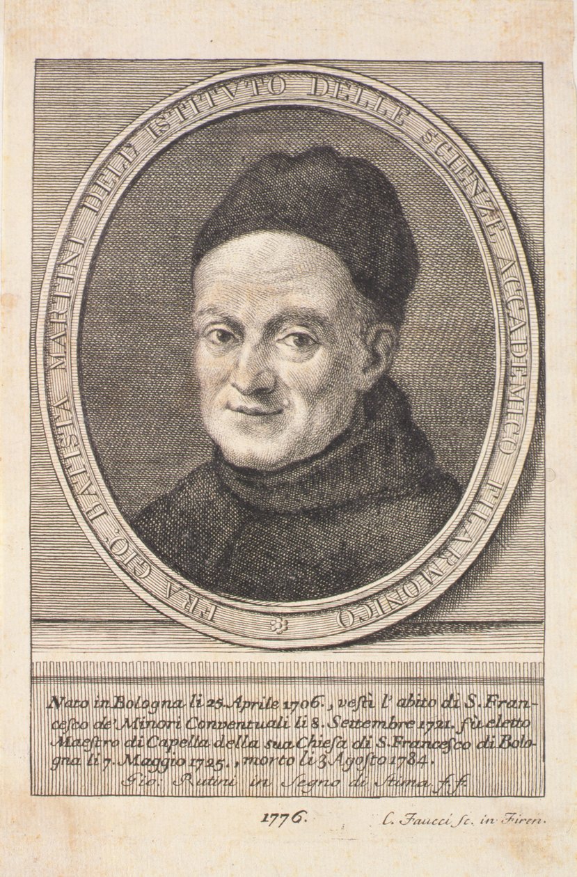 Portrét otce Giovanniho Battisty Martiniho (1706-84) vyrytý Fauccim, 1776 od Italian School