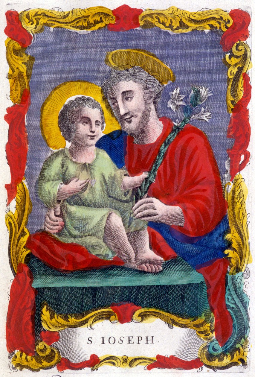 Portrét svatého Josefa a Ježíška, zbožný obraz, Itálie od Italian School