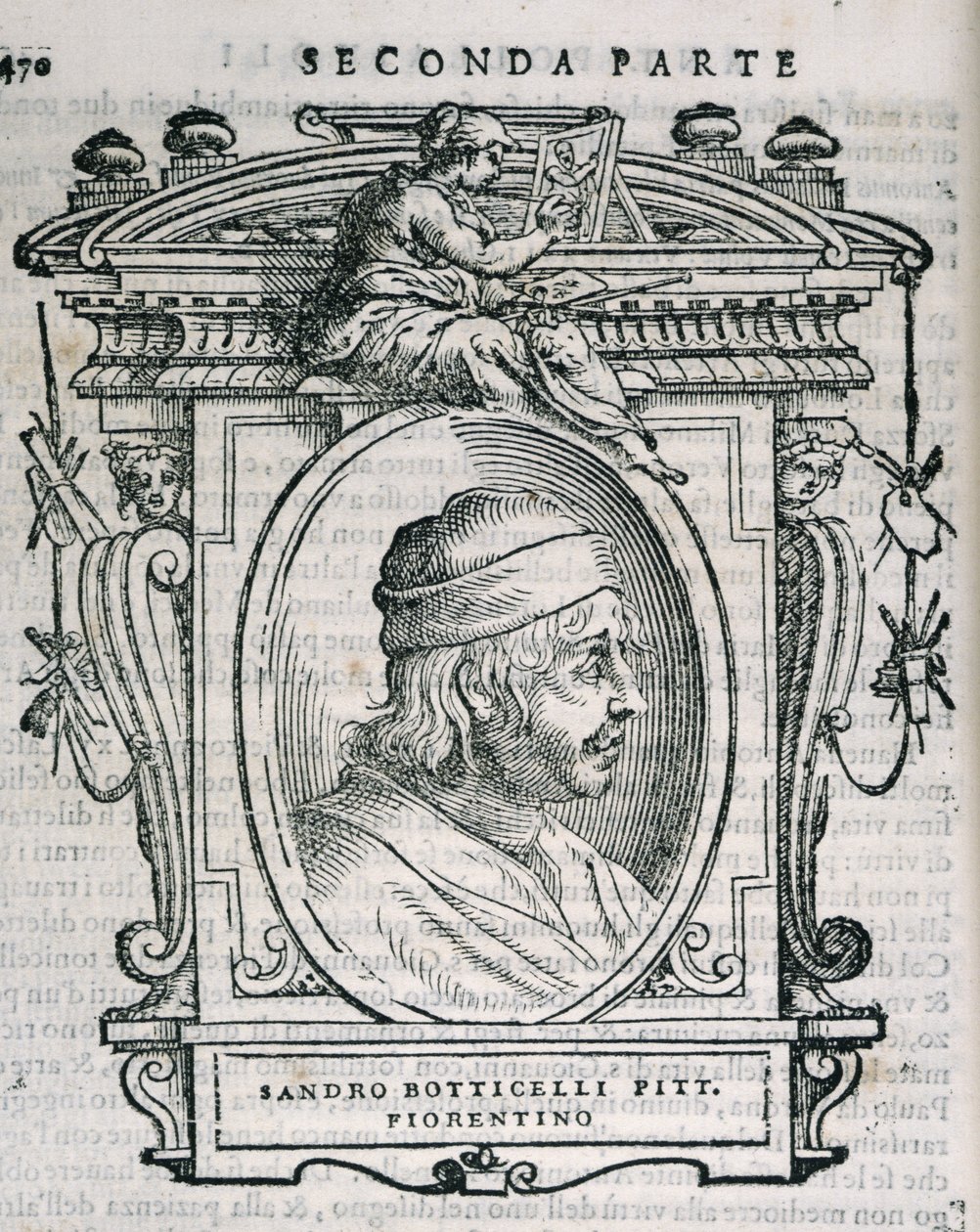 Portrét Sandra Botticelliho (14445-1510) z Vasaris Lives of the Artists, poprvé publikován v roce 1550 od Italian School