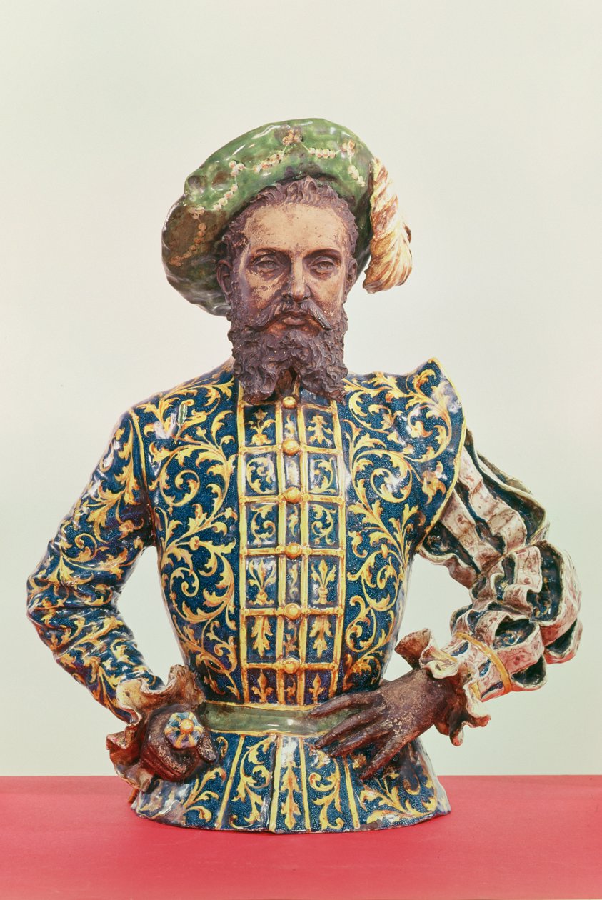 Možná portrét Giovanniho Da Verrazzana (1485-1528) (glazovaná a neglazovaná keramika) od Italian School