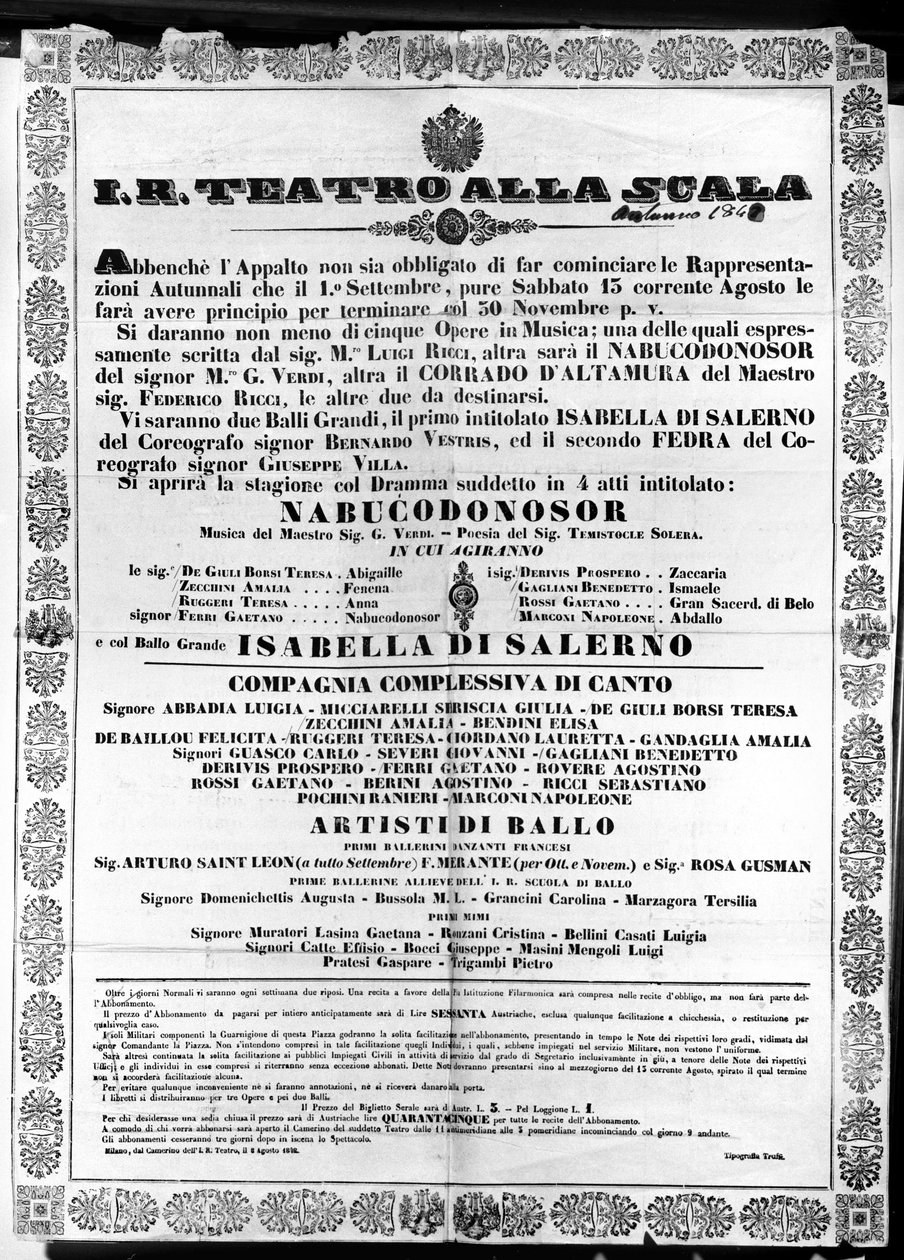 Plakát pro I.R. Teatro alla Scala, 