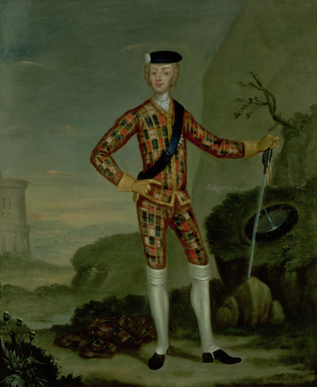 Princ Charles Edward (Bonnie Prince Charlie, 1720-88) v Tartanu od Italian School