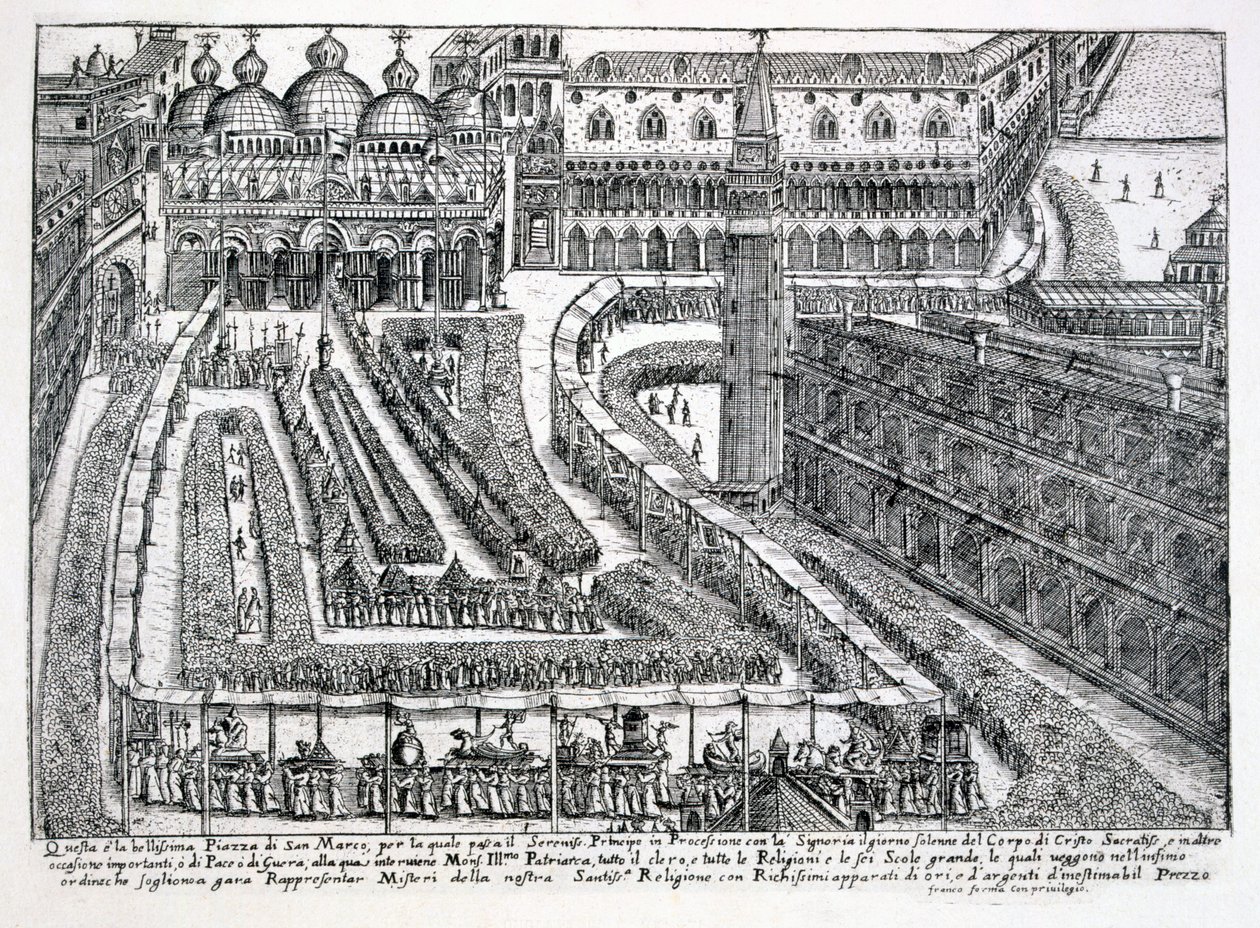 Procesí k Božímu Tělu na náměstí Piazza San Marco, 1876 od Italian School
