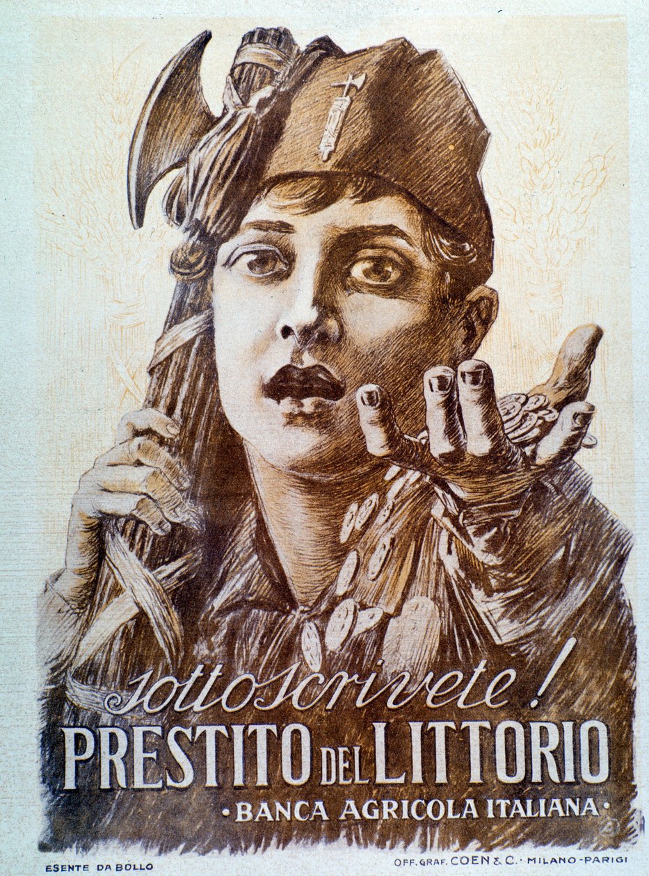 Propagační fašistický plakát k půjčce Littorio od Italian School