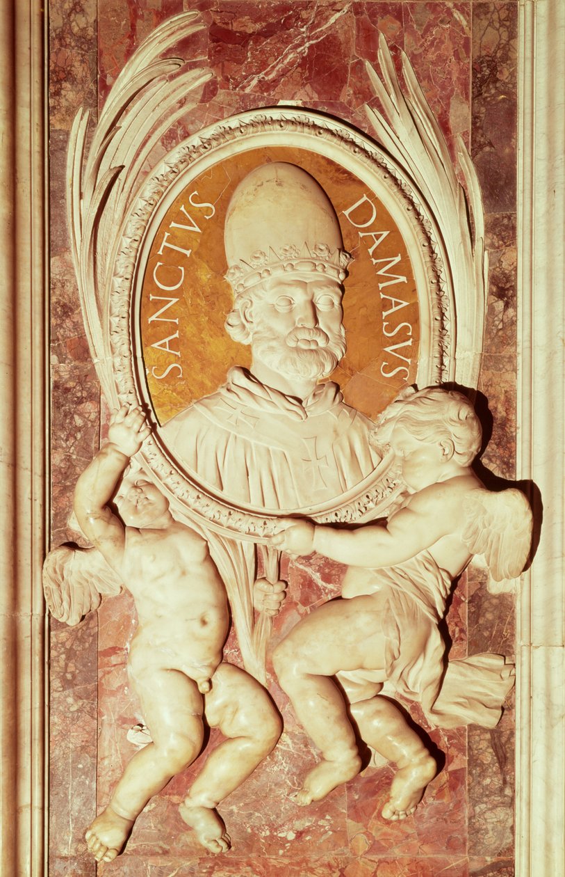 Reliéf Damasa I. (asi 304-84) na pilastru lodi (mramor) od Italian School