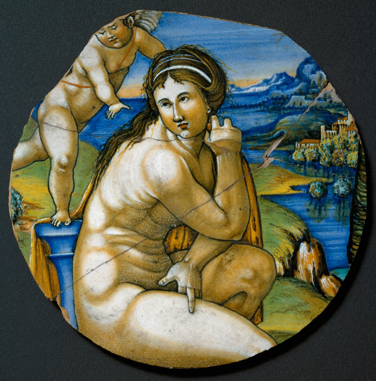 Zastoupení Venuše. Keramický talíř vyrobený v Faenza, Itálie. 1530 kolem Florencie, Národní muzeum Bargello od Italian School