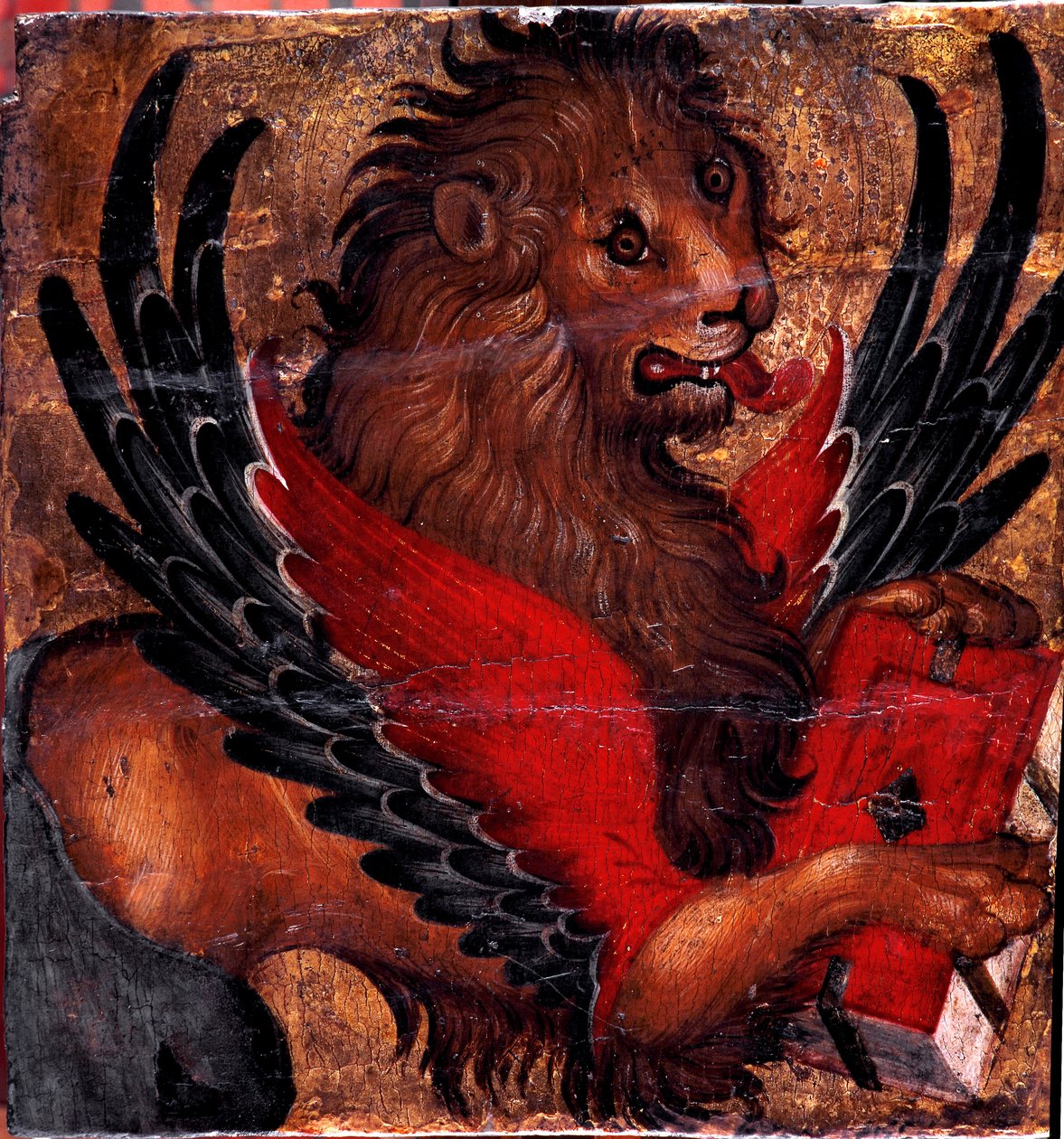 Representation of the Lion of St. Mark. Painting on wood by Venetian artist. 15th century Sun. 34x34 cm Venice, Museo Correr   1399820   cs       czech Successfully Translated  Original: Flower Piece in Basket Translat: Flower Piece in Basket 1316422 cs cz od Italian School