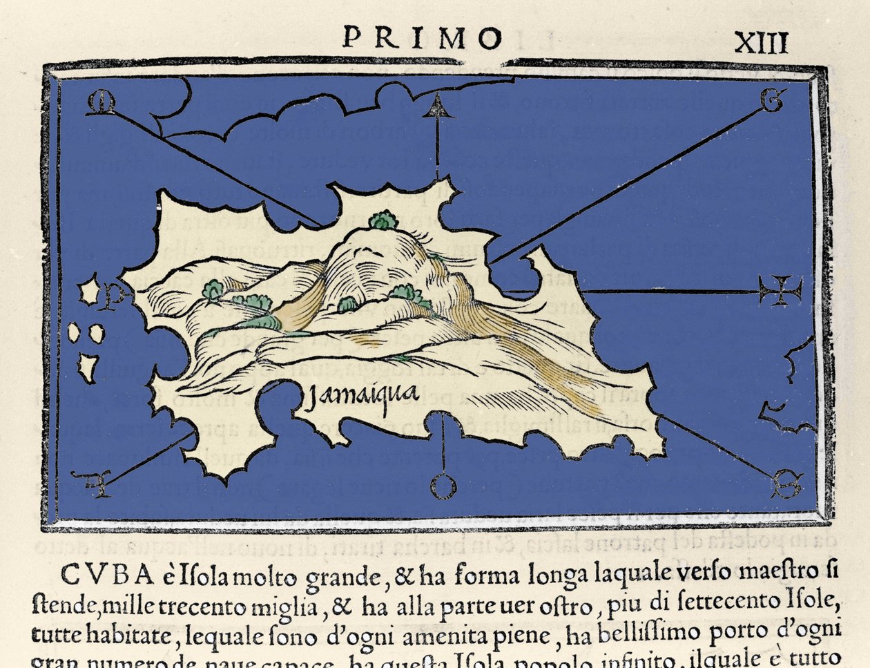 Zastoupení ostrova Jamajka. Isolario (mapa ostrovů) od Benedetta Bordonea. Benátky 1547 od Italian School