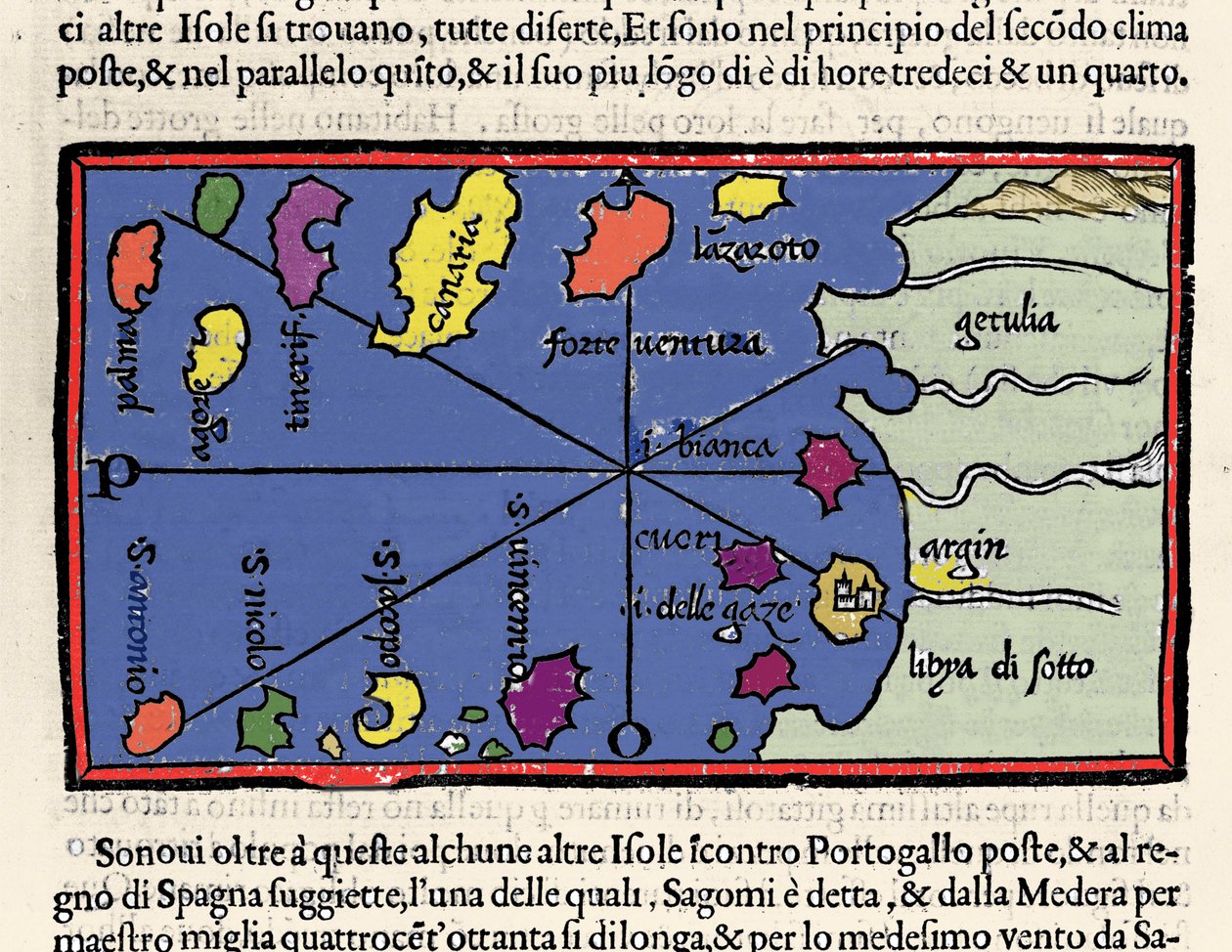 Zastoupení Kapverdských ostrovů. Isolario (mapa ostrovů) od Benedetta Bordonea. Benátky 1547 od Italian School