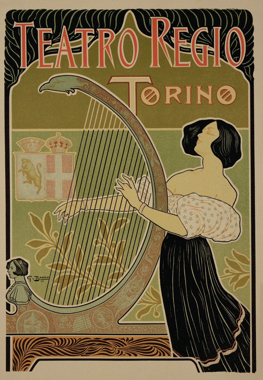 Reprodukce plakátu propagujícího Theatre Royal v Turíně od Italian School