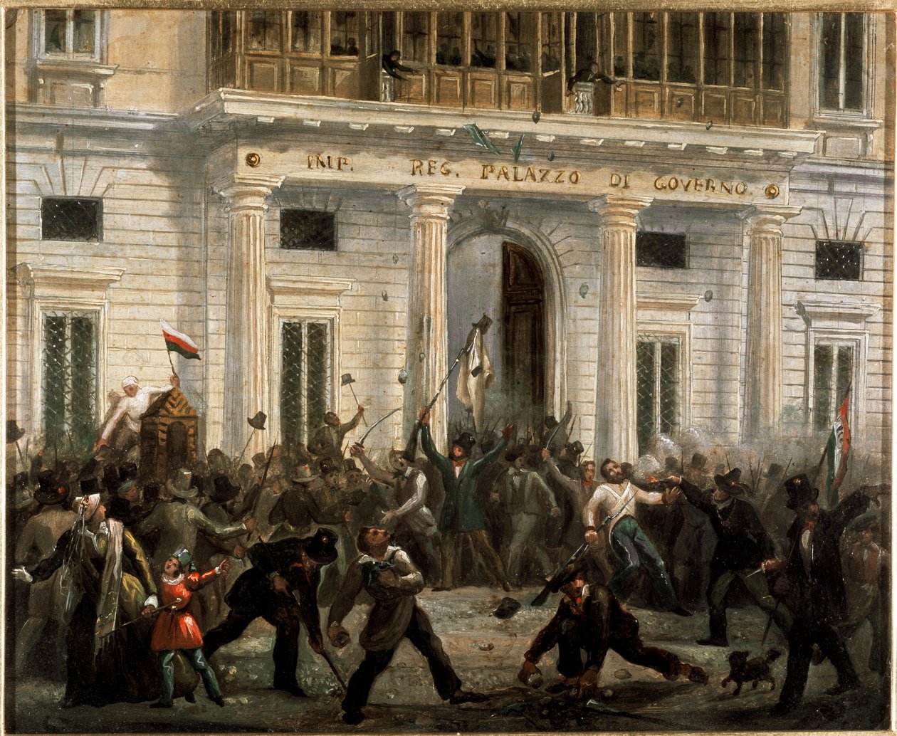 Revoluce roku 1848, Pět dní Milána: 18. března ovládli povstalci palác vlády (malba od Italian School