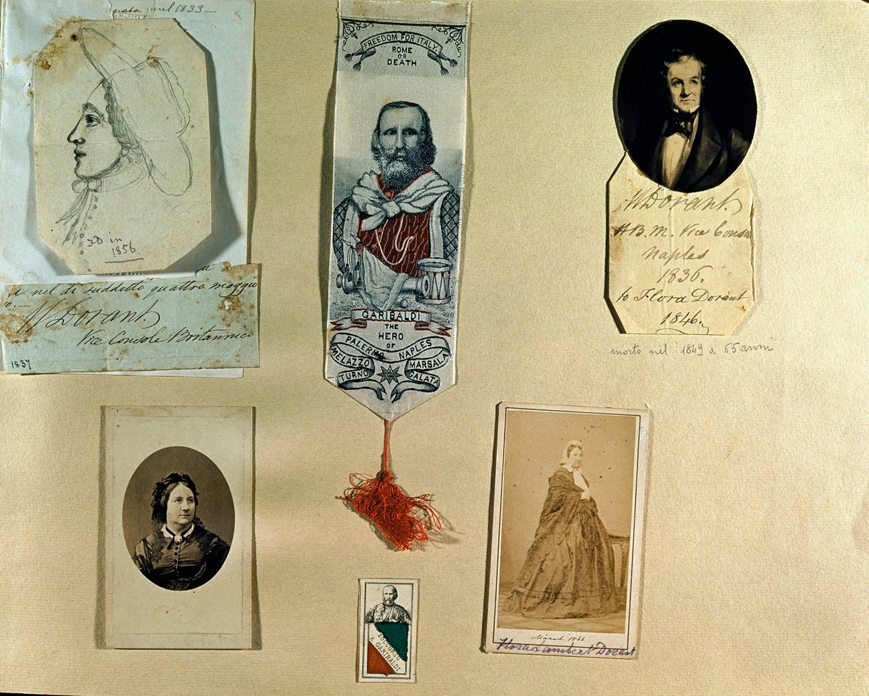 Risorgimento: kolážová deska kolem italského patriota Giuseppe Garibaldiho (1807-1882). Řím, Muzeum Risorgimento od Italian School