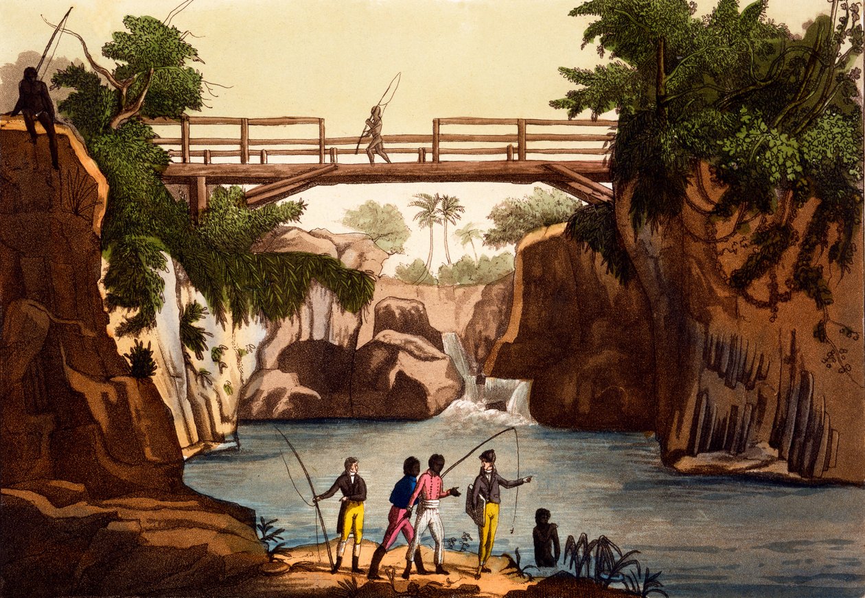 Řeka Roccie poblíž San Benedetta, Isle of Madagaskar, z Kostýmů... od Giulia Ferraria, cca 1820-30s od Italian School