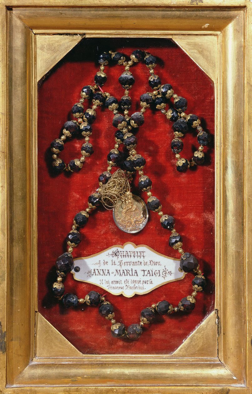 Růženec darovaný Anně-Marii Taigi princeznou Barberini (zlato a drahý kámen) od Italian School