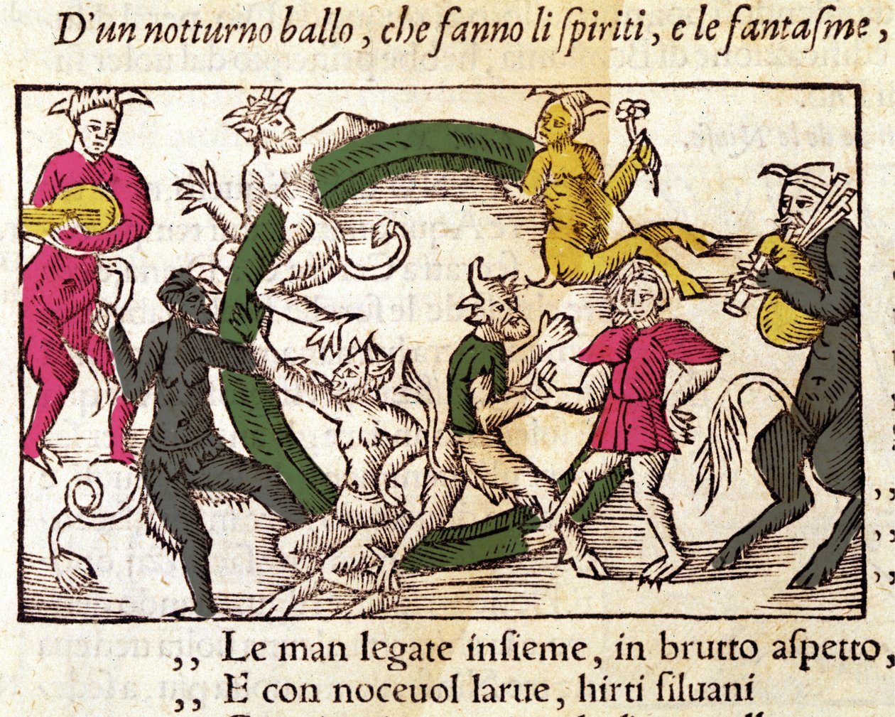 Sobotní obřad s čarodějnicemi. Rytina Olause Magnuse (1490 - 1557), švédského náboženského a geografa, „Historia de Gentis Septentrionalibus“, Benátky od Italian School