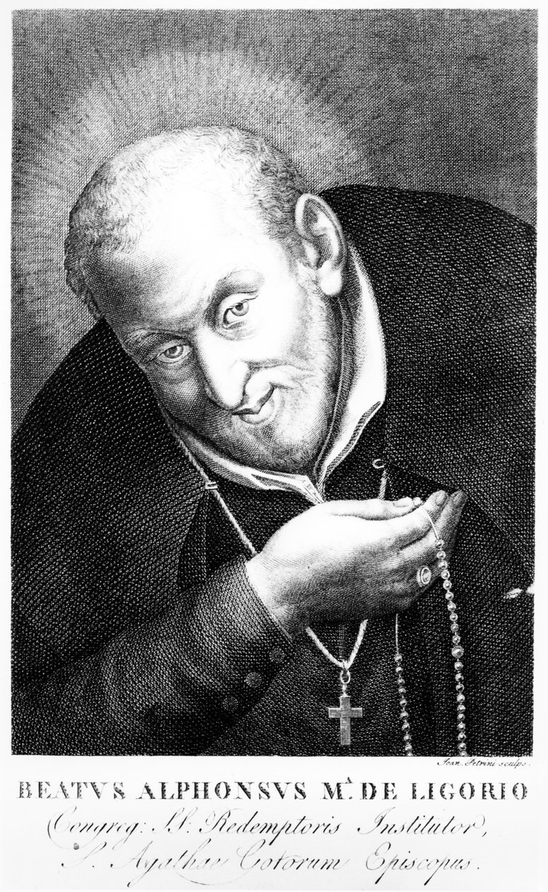 Svatý Alfons Maria de Ligorio, tisk od Joan Petrini od Italian School