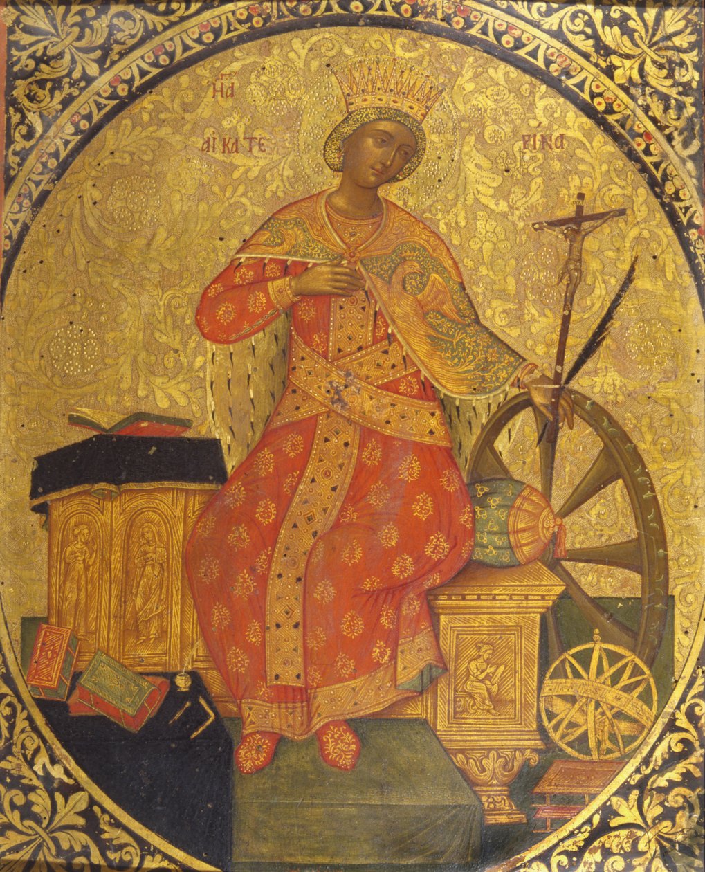 Svatá Kateřina Alexandrijská (tempera a plátkové zlato na panelu) od Italian School