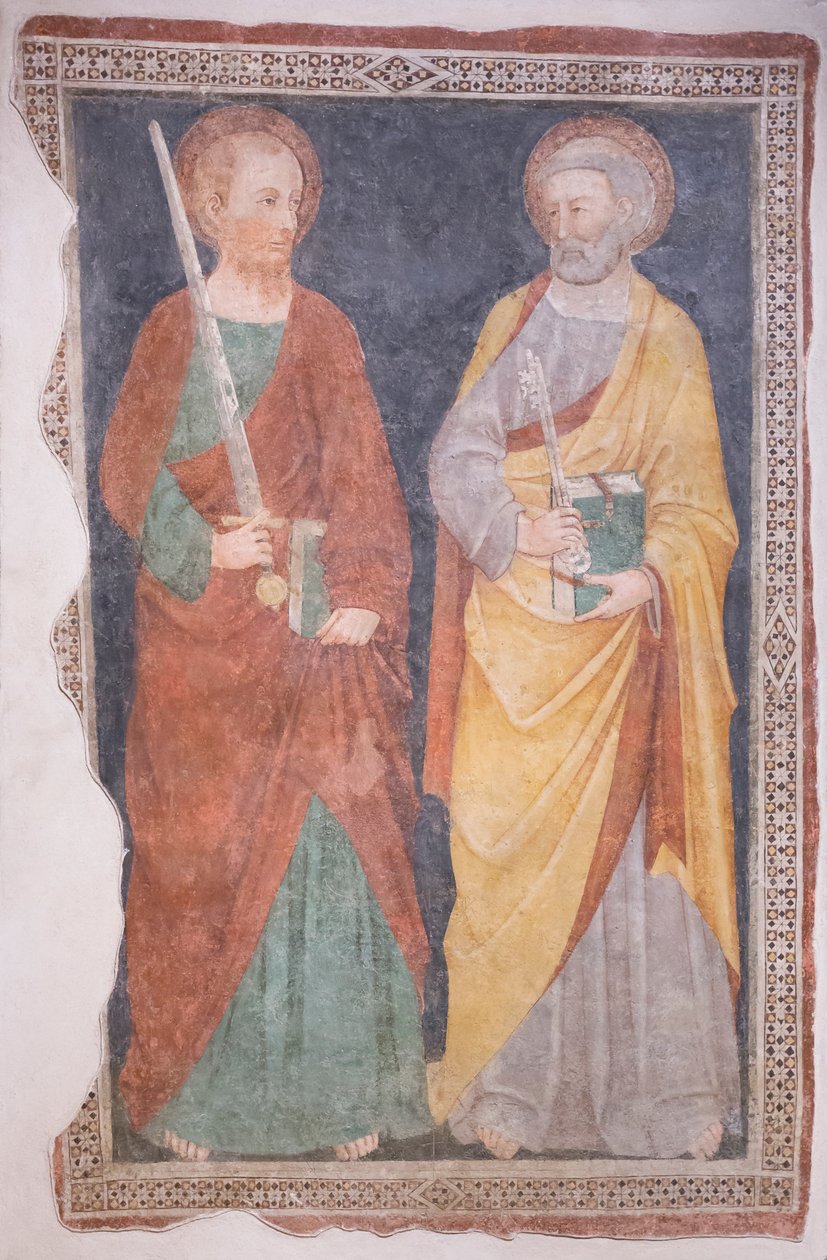 Svatý Petr a Pavel, polovina 14. století z exteriéru kostela San Salvatore (freska) od Italian School
