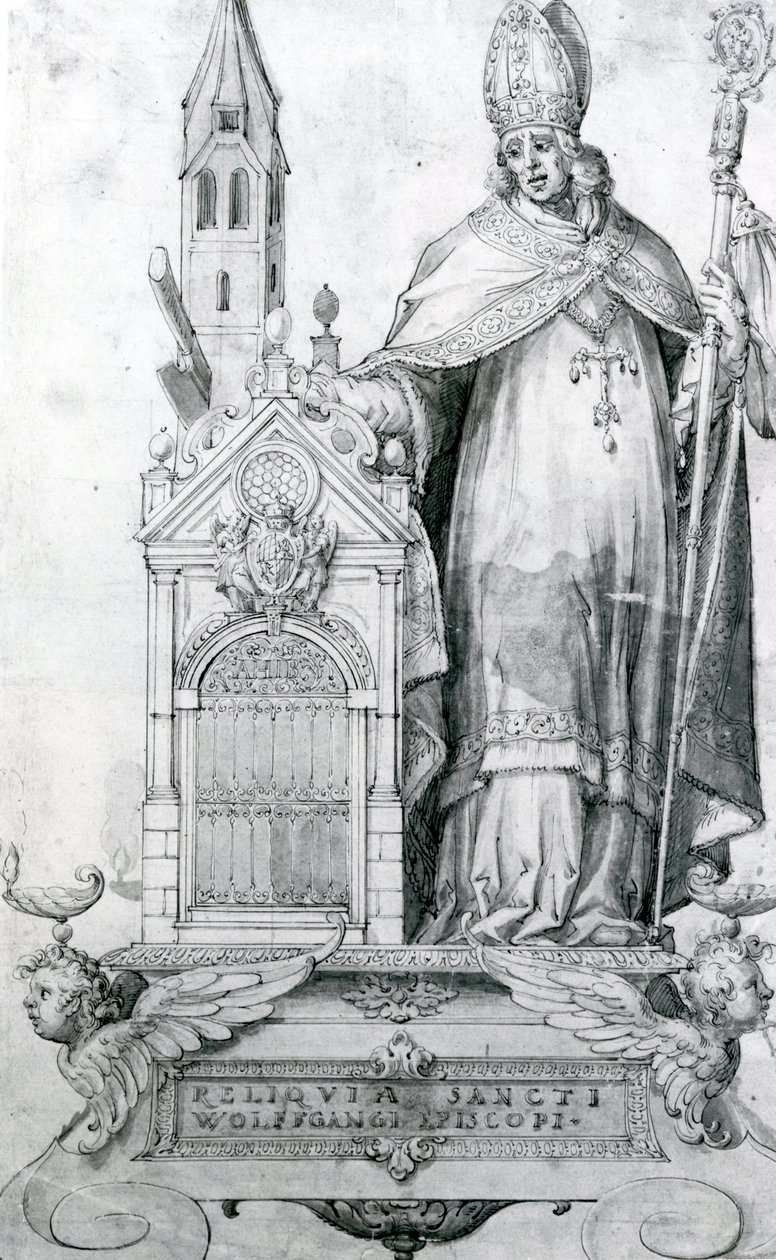 Svatý Wolfgang z Regensburgu (asi 934-994) (rytina) od Italian School