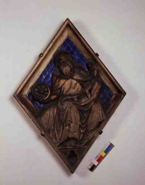 Saturn, reliéfní dlaždice z Kampanily (keramika a mramor) od Italian School