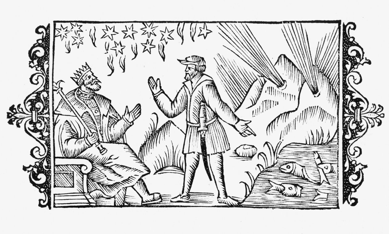 Scéna věštění, ilustrace z Historie severu od Olause Magnuse (1490-1558), vydaná v Římě, 1555 od Italian School