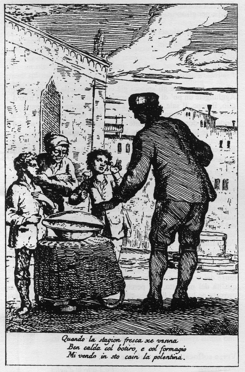 Prodejce Polenty v ulicích Benátek (Venezia) v 18. století. od Italian School