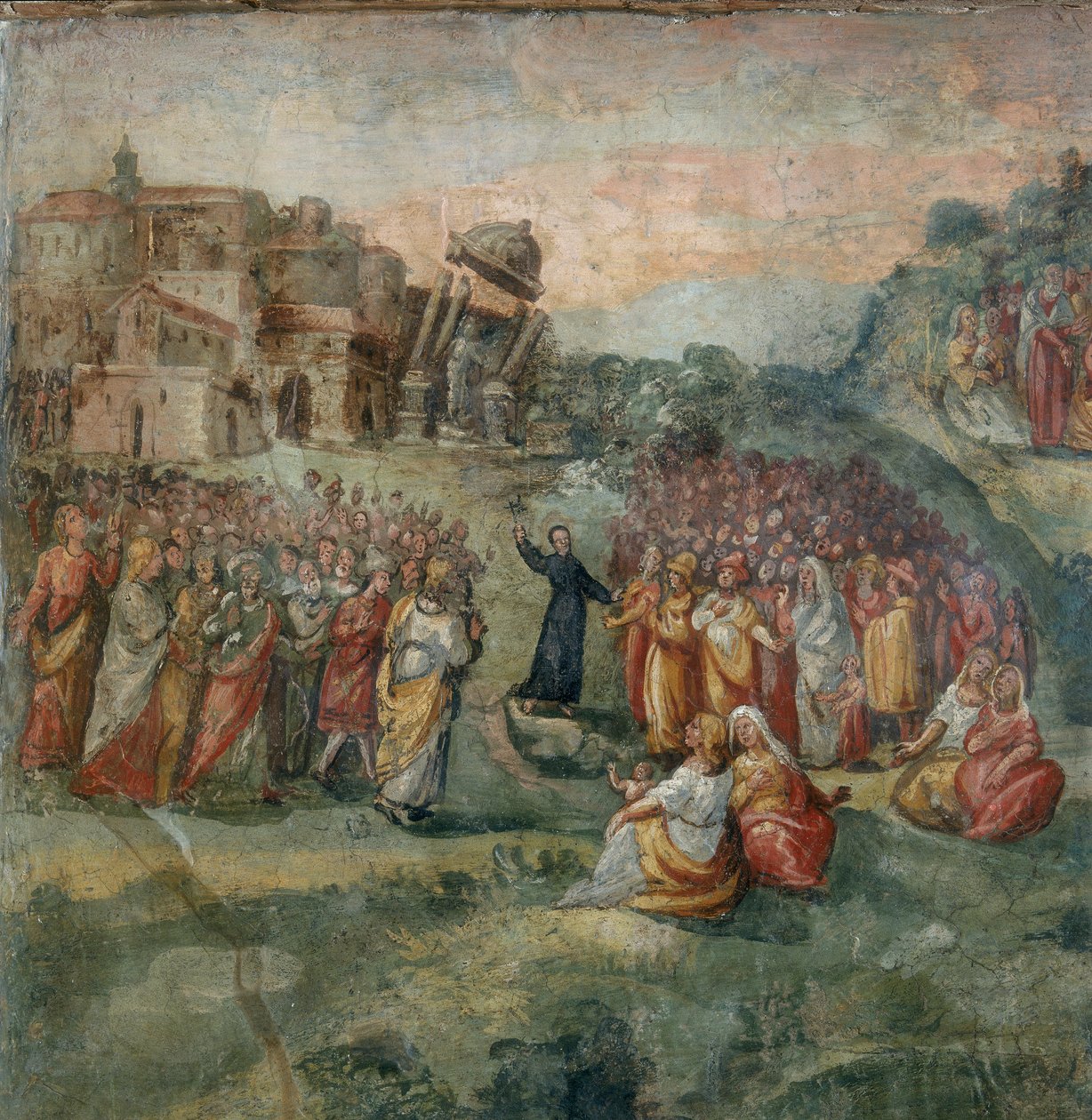 Kázání svatého Hippolyta, detail obrazu Umučení svatého Hippolyta a jeho společníků od Italian School