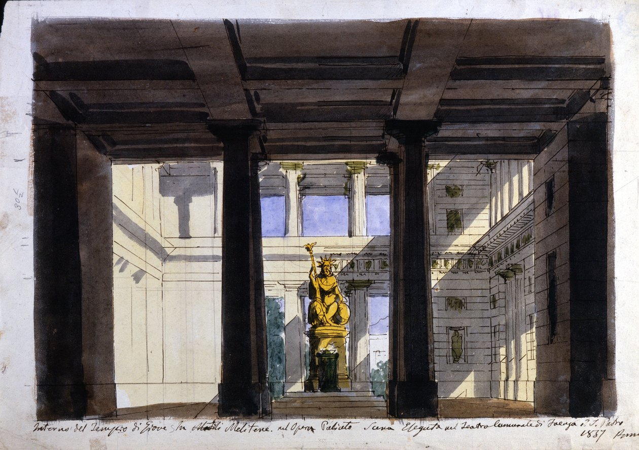 Scénografie pro "Poliuto", Teatro Comunale, Faenza, 1857 od Italian School