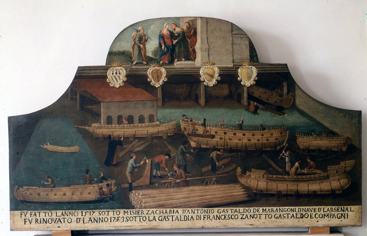 Stavba lodí: lodě postavené v roce 1517 a renovované v roce 1753. od Italian School