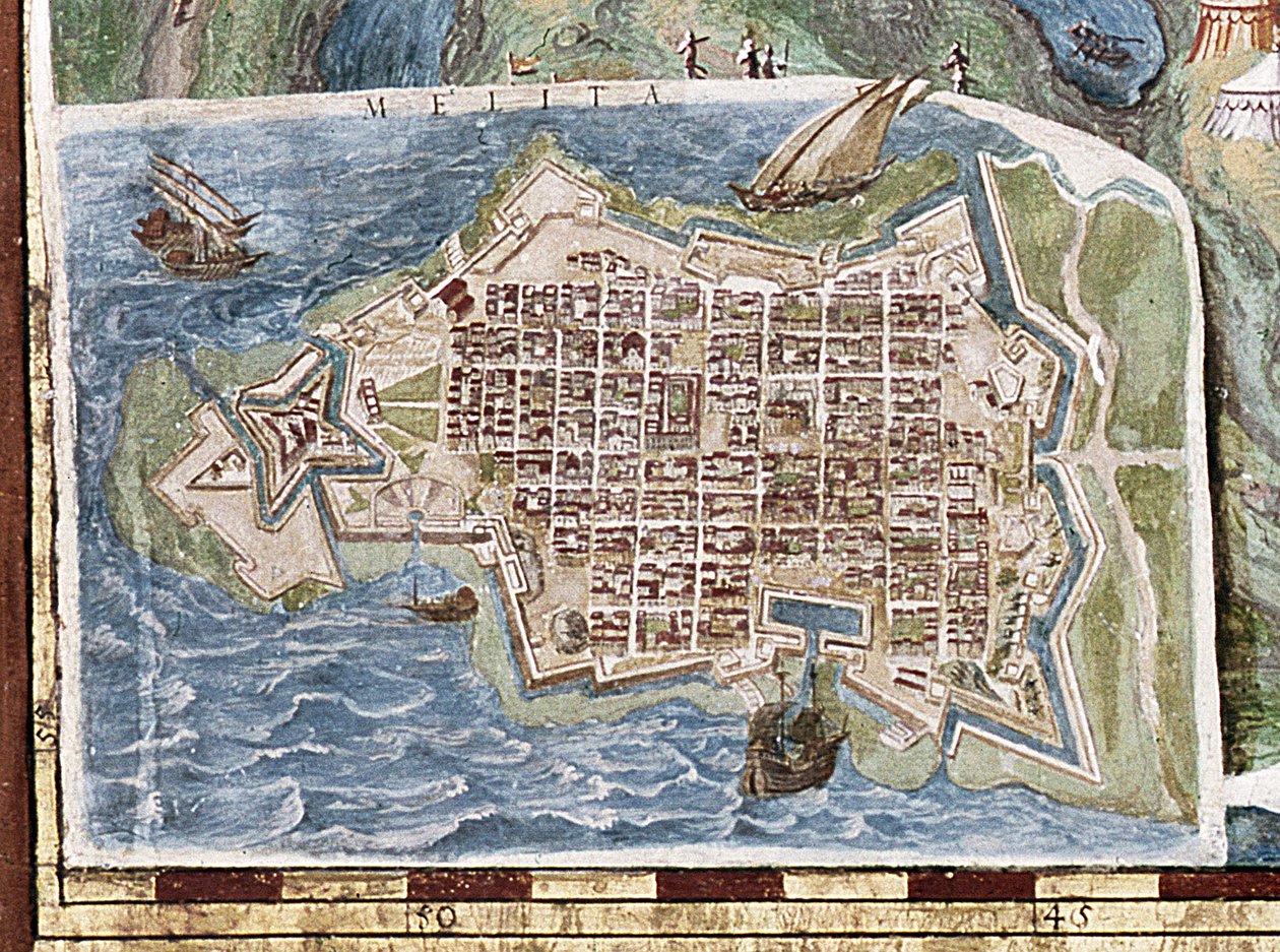 Obležení Malty, detail z „Galleria delle Carte Geografiche“, 1580-83 od Italian School