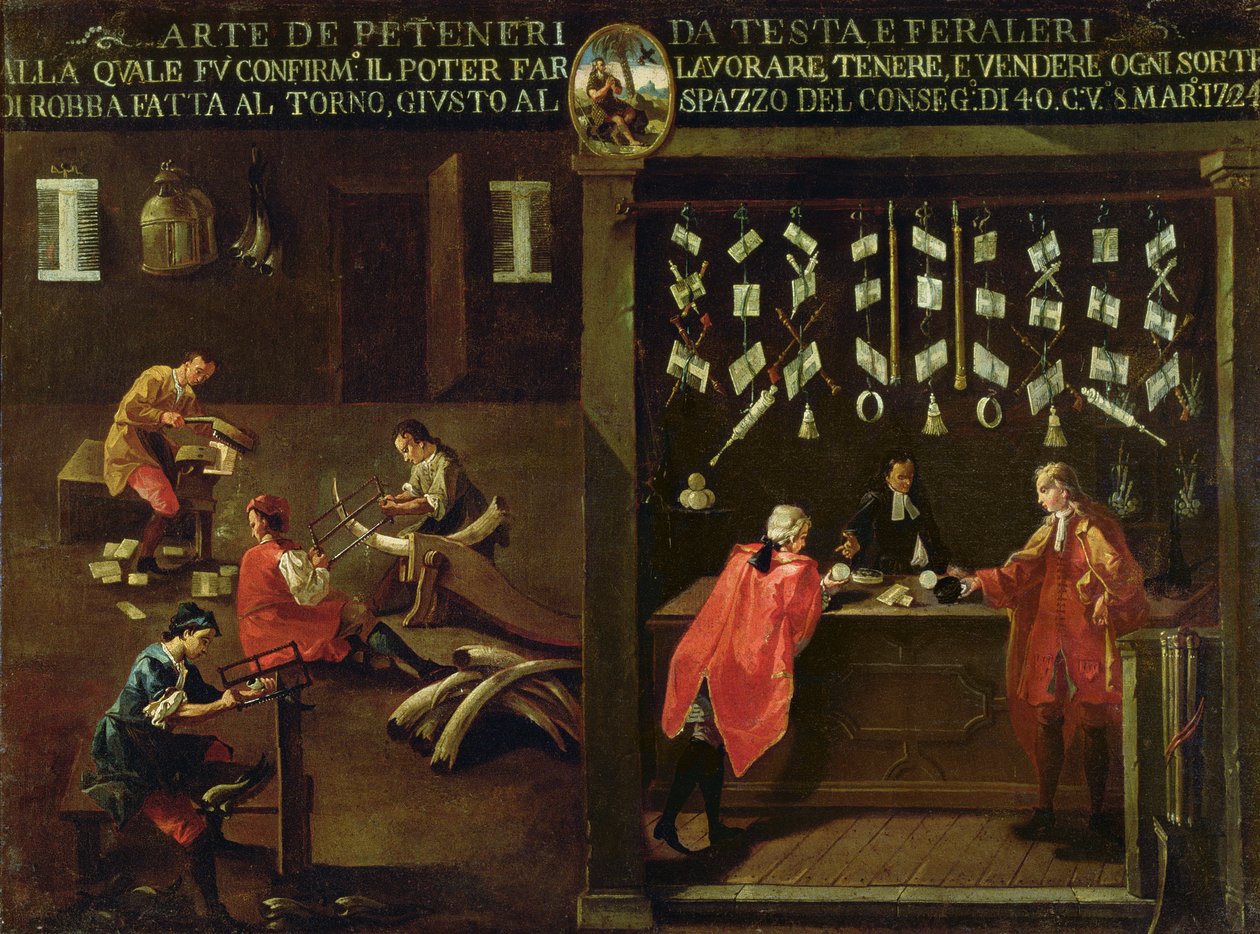 Znamení benátského cechu výrobců hřebenů (panel) od Italian School
