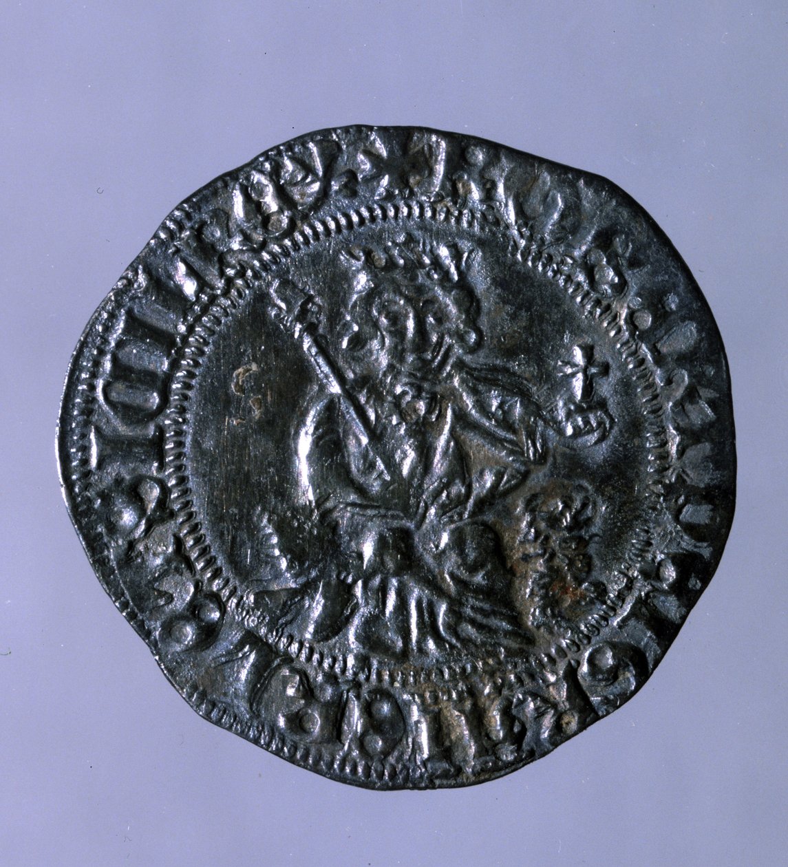 Stříbrná mince ražená v době neapolského krále Roberta I. z Anjou (1275-1343). od Italian School