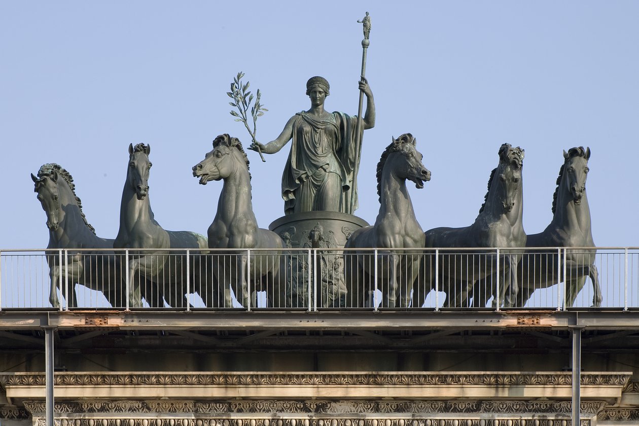 Šest koňský vůz, detail Arch of Peace, Milán, Itálie od Italian School