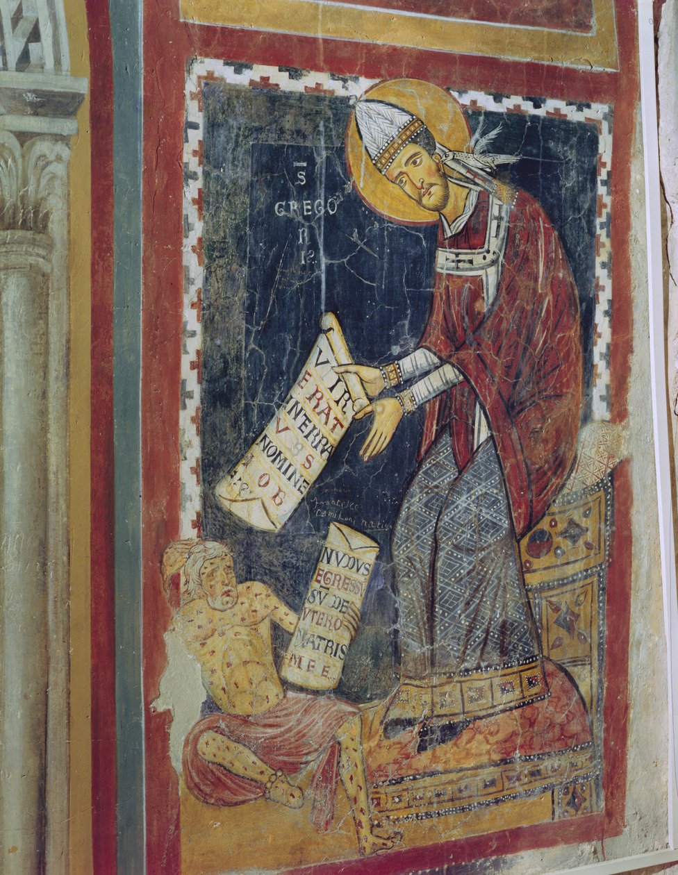 Sv. Řehoř Veliký s Jobem u nohou, kaple sv. Řehoře, kolem 1224 od Italian School