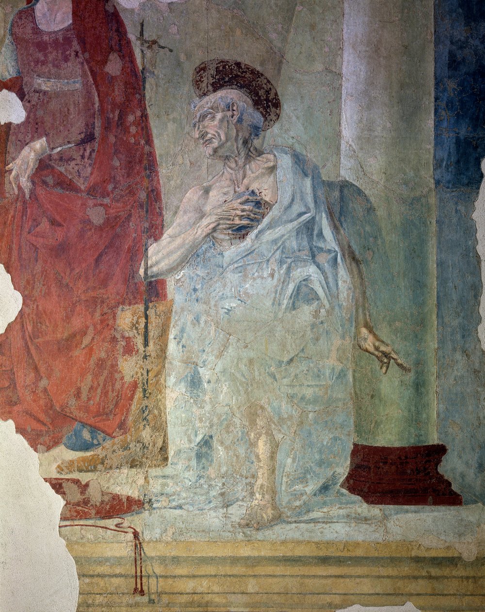 Svatý Jeroným jako kajícník. Detail. Freska od Italian School
