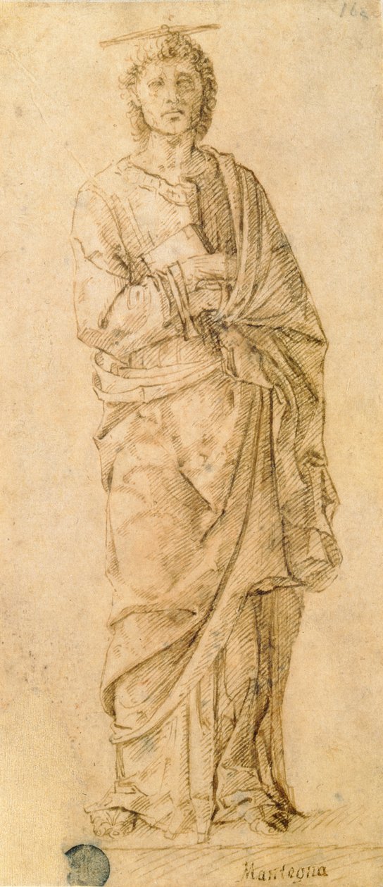 Svatý Jan Evangelista, připisovaný buď Giovanni Bellinimu (asi 1430-1516) nebo Andrei Mantegnovi (1430-1516) (pero a inkoust na papíře) od Italian School