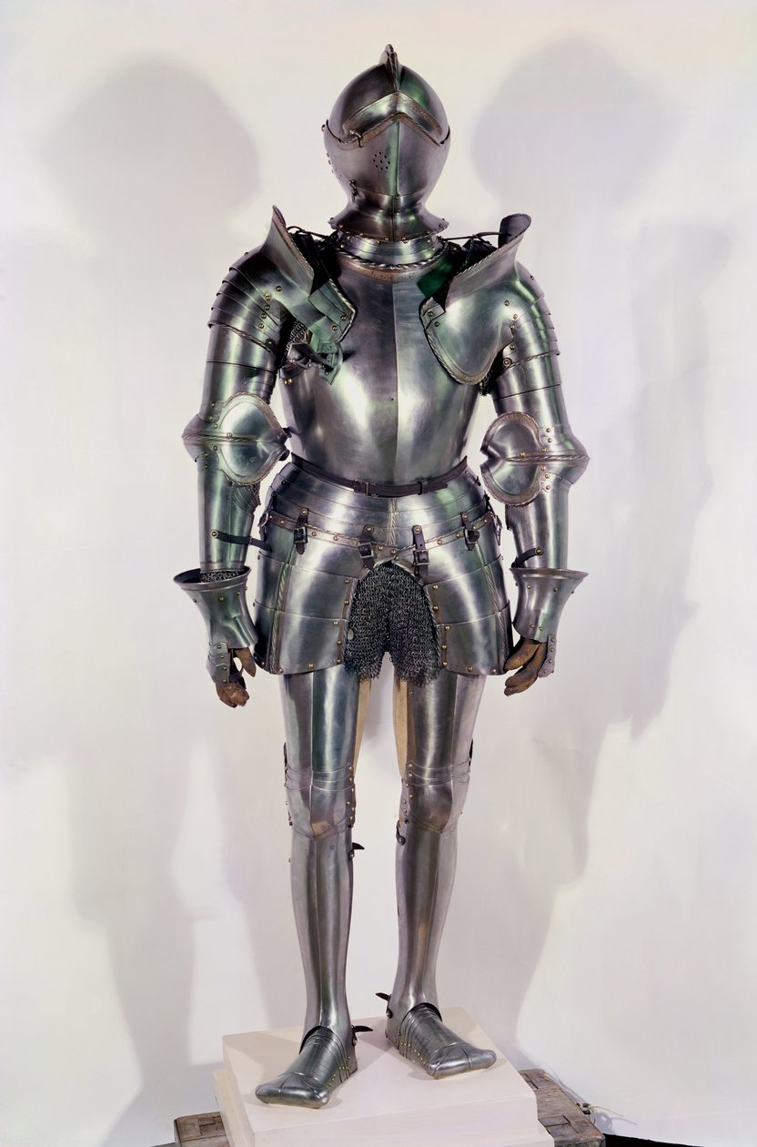 Oblek brnění, o kterém se předpokládá, že patřil Chevalierovi Bayardovi (1475-1524), kolem roku 1510 (kov) od Italian School