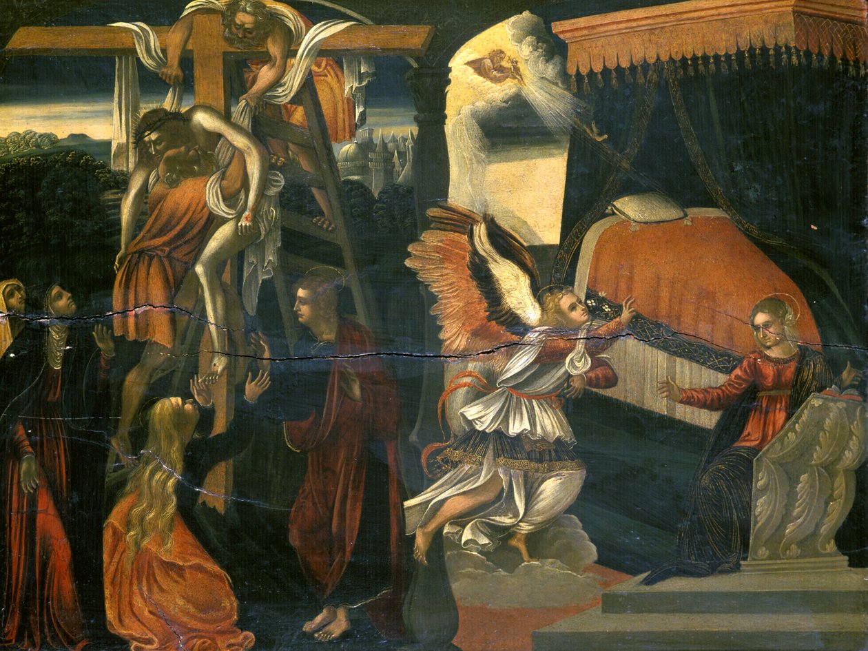 Zvěstování a depozice (tempera na ořechu) od Italian School