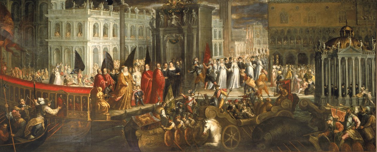 Příjezd Morosiny Morosini Grimani do Palazzo Ducale v Benátkách od Italian School