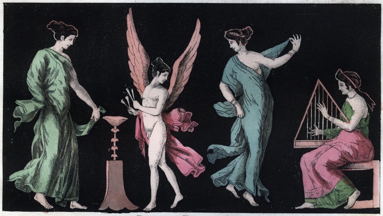 Bacchae - Bacchantes - rytina z „“ Zvyků a tradic všech národů vesmíru. Tedy Dějiny vlády, zákonů, milicí, náboženství všech národů od nejvzdálenějších dob až po současnost „1856 od Italian School