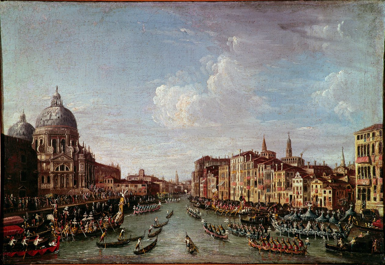 Bucentaurus (Bucentoro) do San Nicolo a Venice Toto je pravděpodobně dóže Alvise IV Mocenigo (1763-1778) během oslav Nanebevstoupení Páně. Anonymní obraz 18. století. Benátky, Correrovo muzeum od Italian School