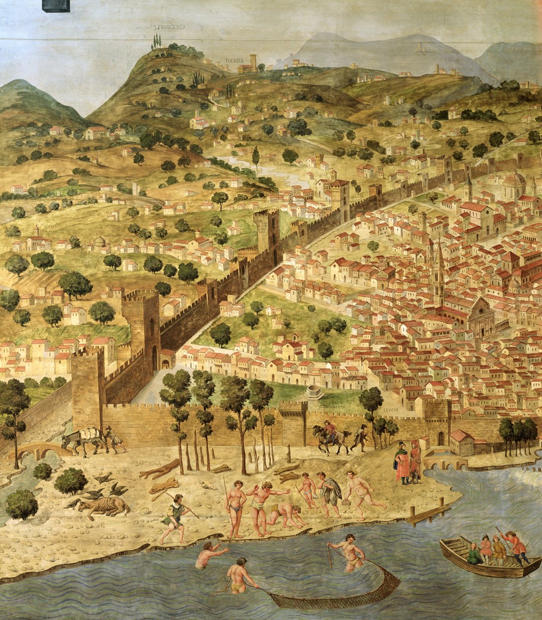 „Carta della Catena“ ukazuje panorama Florencie od Italian School