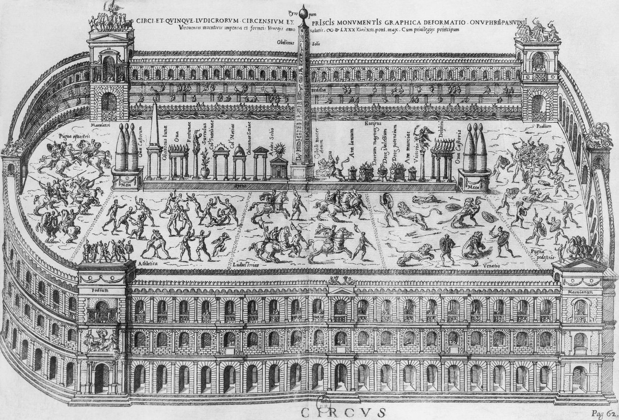 Circus Maximus v Římě, kolem roku 1600 od Italian School