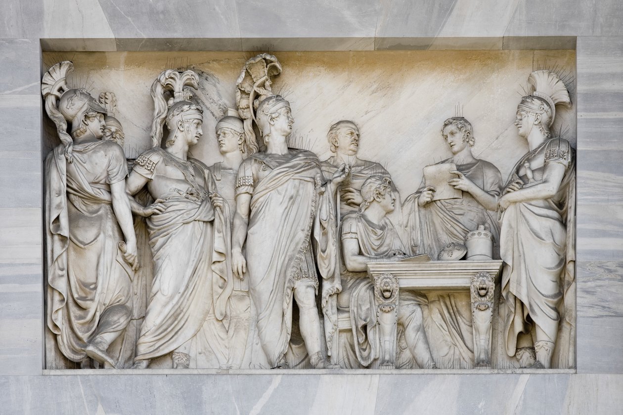 Vídeňský kongres, detail oblouku míru, Milán, Itálie (mramor) od Italian School