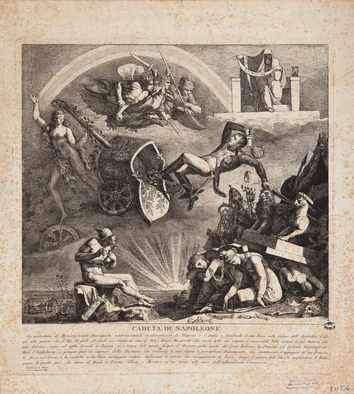 Pád Napoleona - Karikatura pádu Itálie, 1814 od Italian School