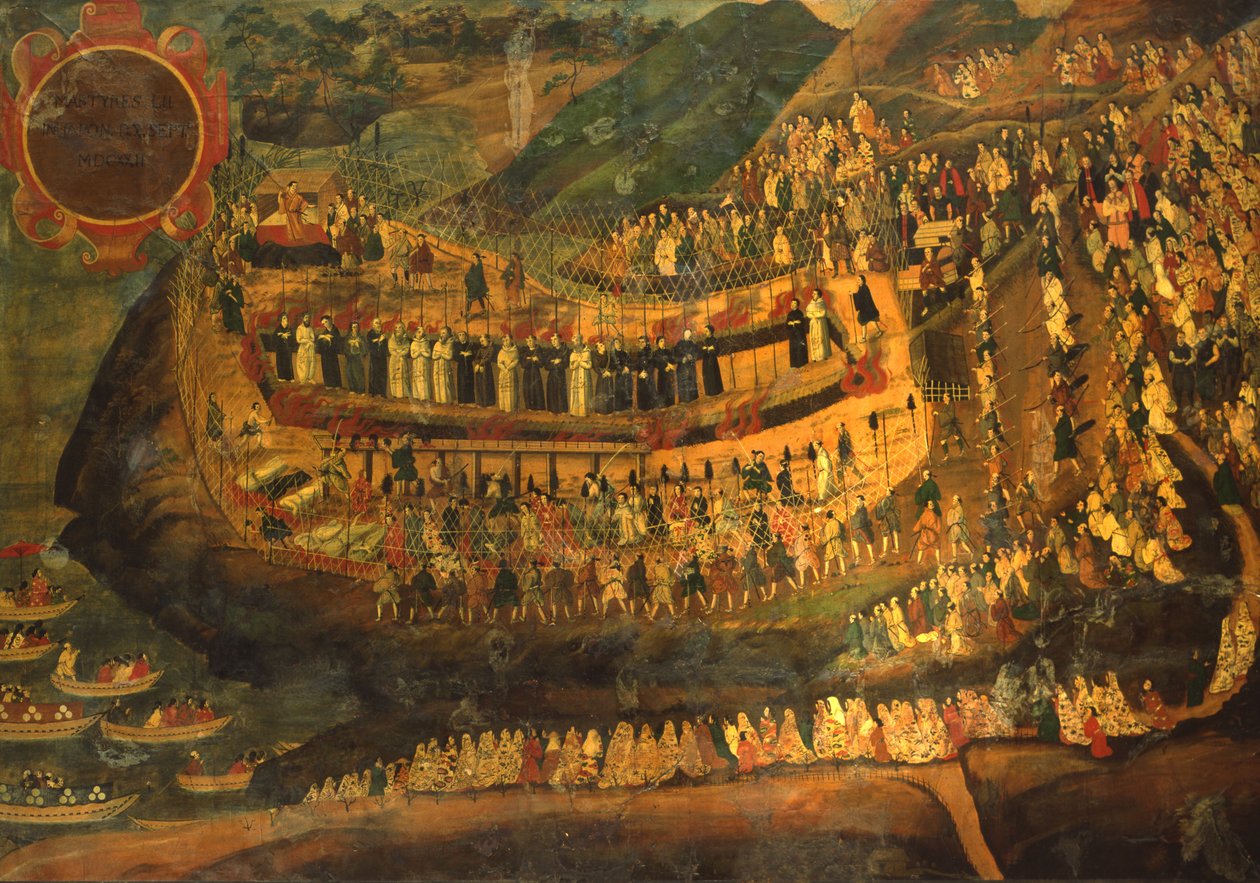 Velké mučednictví padesáti dvou mučedníků z Nagasaki (1622) od Italian School