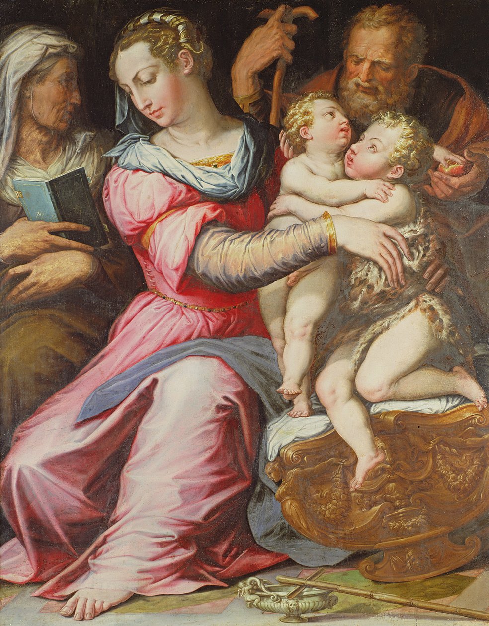 Svatá rodina s dítětem sv. Jana Křtitele (tempera na panelu) od Italian School