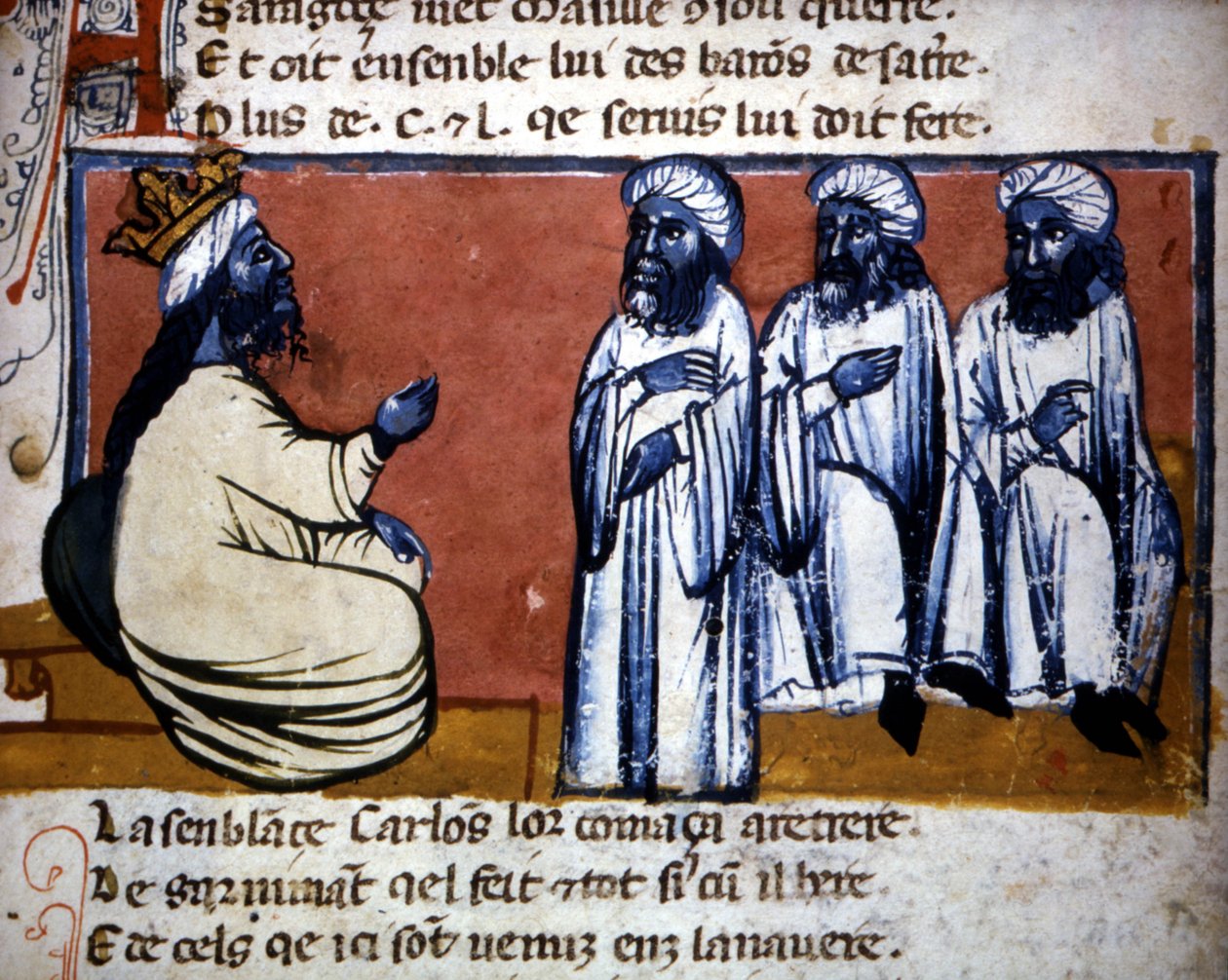 Poslední arabský král Granady, ilustrace z "L"Entrée d"Espagne", kolem 1320 od Italian School
