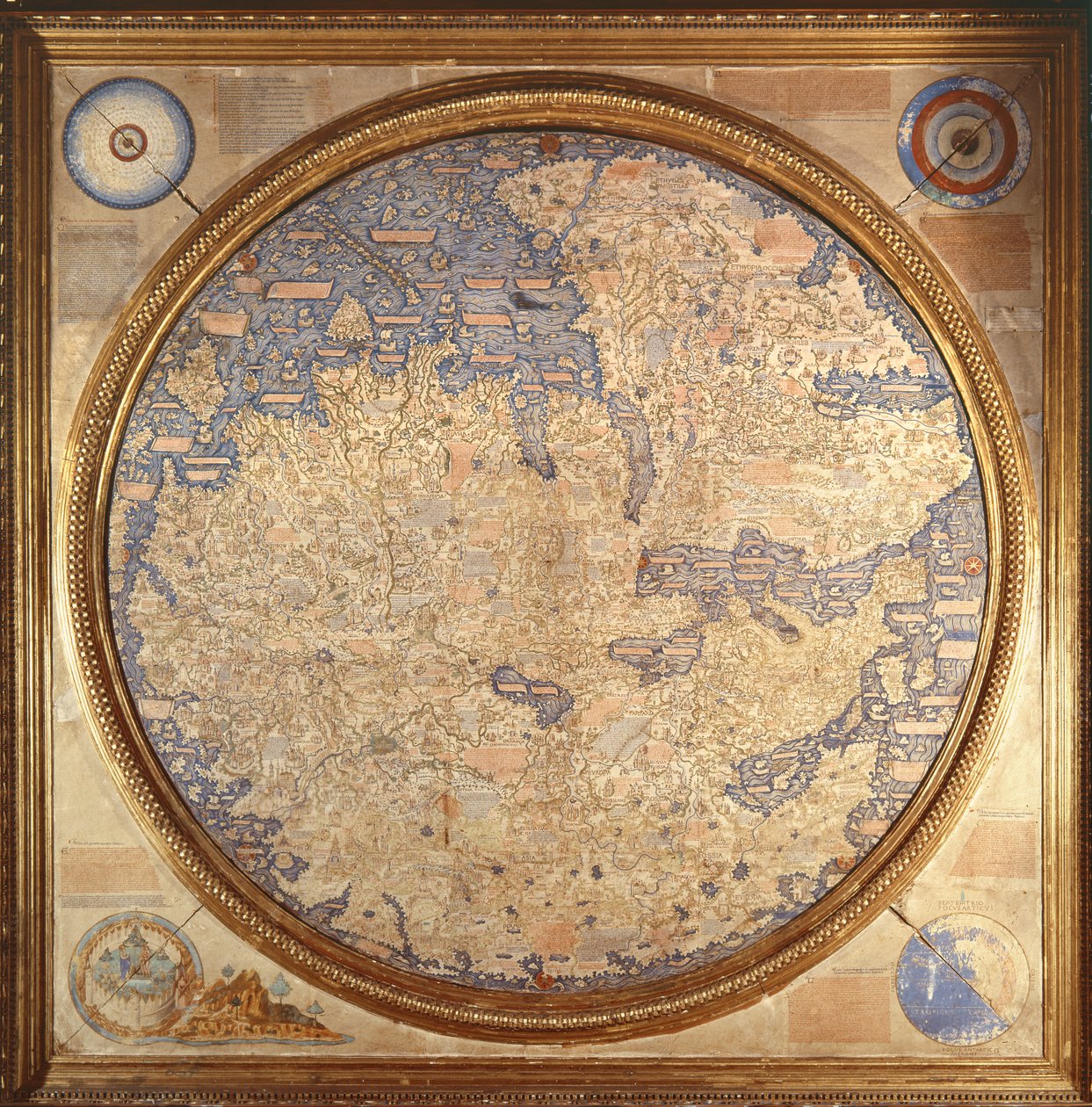 Mappa Mundi Fra Maura, kamaldulského mnicha z kláštera San Michele v Muranu od Italian School